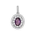 Подвеска из серебра с пл.кварцем цв.аметист и фианитами родированная
