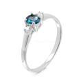 Кольцо из серебра с нат.лондон топазом и фианитами родированное