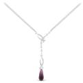 Колье из серебра с пл.кварцем цв.аметист и фианитами родированное