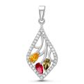 Подвеска из серебра с фианитами родированная