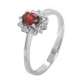 Кольцо из серебра с нат.гранатом и фианитами родированное