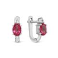 Серьги из серебра с нат.розовым топазом и фианитами родированные