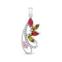 Подвеска из серебра с фианитами родированная
