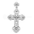 Крест из серебра с фианитами родированный