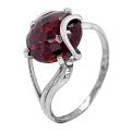 Кольцо из серебра с пл.кварцем цв.гранат родированное
