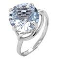 Кольцо из серебра с пл.кварцем цв.голубой родированное