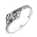 Кольцо из серебра с чернением и фианитами - Спаси и сохрани