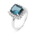 Кольцо из серебра с нат.лондон-топазом и фианитами родированное