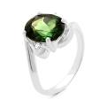 Кольцо из серебра с синт.празиолитом и фианитами родированное