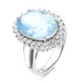 Кольцо из серебра с нат.топазом и фианитами родированное