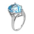 Кольцо из серебра с нат.топазом и фианитами родированное