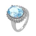 Кольцо из серебра с нат.топазом и фианитами родированное