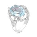 Кольцо из серебра с нат.топазом и фианитами родированное