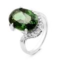 Кольцо из серебра с нат.празиолитом и фианитами родированное