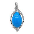 Подвеска из серебра с реконст.бирюзой и фианитами родированная