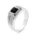 Кольцо мужское из серебра с фианитами родированное