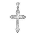 Подвеска-крестик из серебра с фианитами родированная