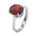 Кольцо из серебра с нат.гранатом родированное