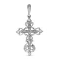 Крест из серебра с фианитами родированный