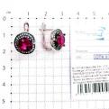 Серьги из серебра с ситаллом цв.рубин и фианитами родированные