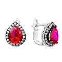 Серьги из серебра с фианитами родированные