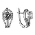 Серьги из серебра с фианитами родированные
