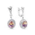 Серьги из серебра с гт.аметрином и фианитами родированные