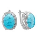 Серьги из серебра бирюзой родированные