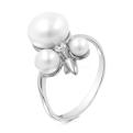 Кольцо из серебра с жемчугом и фианитом родированное