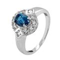 Кольцо из серебра с нат.лондон топазом и фианитами родированное