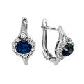 Серьги из серебра с нат.лондон топазом и фианитами родированные