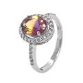 Кольцо из серебра с гт.аметрином и фианитами родированное