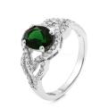 Кольцо из серебра с нат.празиолитом и фианитами родированное