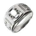 Печатка мужская из серебра с фианитами родированная