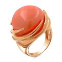 Кольцо из золочёного серебра с имит.кораллом