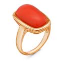 Кольцо из золочёного серебра с имит.кораллом