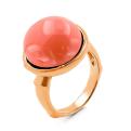 Кольцо из золочёного серебра с имит.кораллом