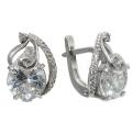Серьги из серебра родированные с фианитами