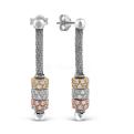 Серьги-пусеты из серебра с фианитами и родированнием