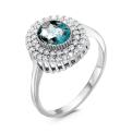 Кольцо из серебра с нат.лондон-топаз и фианитами родированное