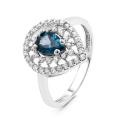Кольцо из серебра с нат.лондон топазом и фианитами родированное
