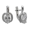 Серьги из серебра с фианитами родированные
