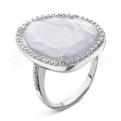 Кольцо из серебра с кварцем гт и фианитами родированное