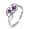 Кольцо из серебра с нат.аметистом родированное
