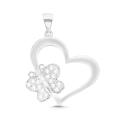 Подвеска из серебра с фианитами родированная - Бабочка на сердечке