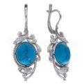 Серьги из серебра с бирюзой родированные