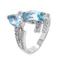 Кольцо из серебра с нат.топазом и фианитами родированное