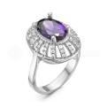 Кольцо из серебра с фианитами родированное