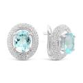Серьги из серебра с нат. топазом и фианитами родированные