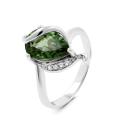 Кольцо из серебра с нат.празиолитом и фианитами родированное